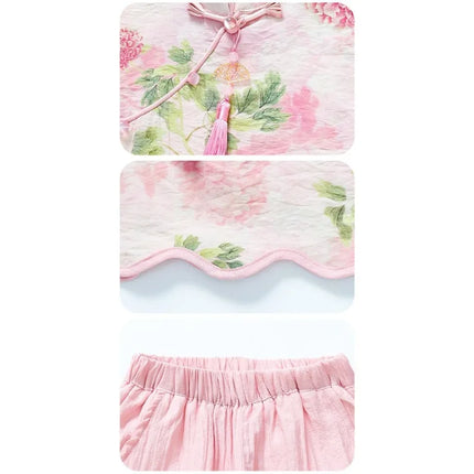 Thin Comfortable Summer Girl Sets Ethnic Style Children Clothing Kids Clothes Dance Wear Performance Costume Chinese Style Hanfu