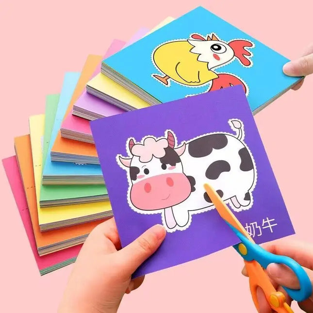 48Pcs Kids Craft Toys Handmade Paper Cut Book DIY Cartoon Scrapbooking Paper Art Toys Kids Learning Toys for Children Gifts
