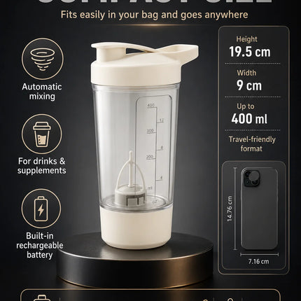 Portable Auto Stirring Cup, Transparent Measuring Electric Blender USB Charging for Milk Powder Smoothies