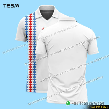 TESM Summer POLO Shirt Men Summer Sports V-neck T-shirt Street Trendy Short Sleeve 3D HD Print T-shirt