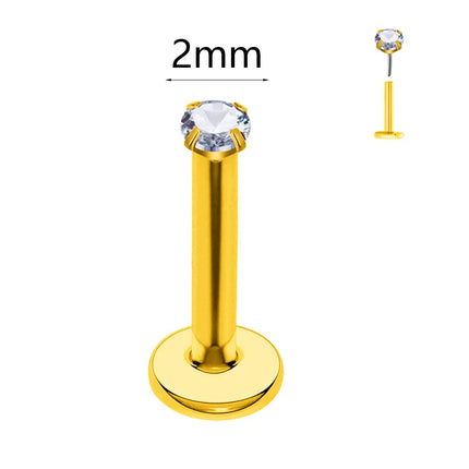 ASTM F136 G23 Titanium The ball Tragus Earring Threadless Piercing Heart Cubic zirconia Pin Daith Conch Push in Labret Stud