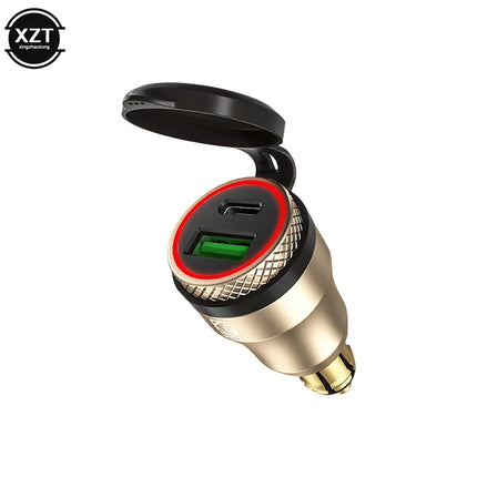 Motorcycle Waterproof Charger 30W QC3.0 USB C-Type PD Power Adapter Hella DIN Plug Socket Quick Charger for BMW Ducati Triumph