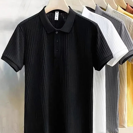 Fashionable Casual Knitted Striped Men's Polo Shirt Breathable Lightweight Summer Suitable for All Ages And Occasions