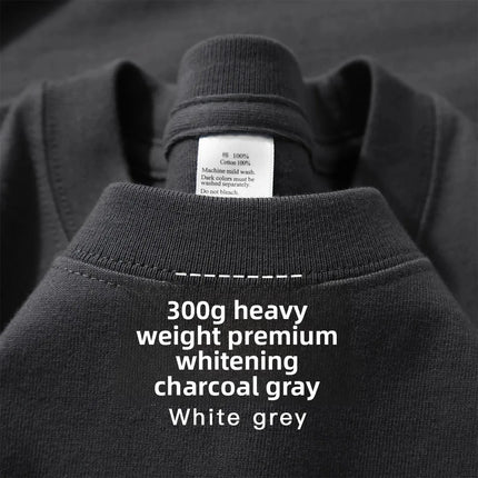 Summer Light Blue 300g Heavy Cotton Short-sleeved T-shirt Loose Men's and Women's Casual Half-sleeves Tee