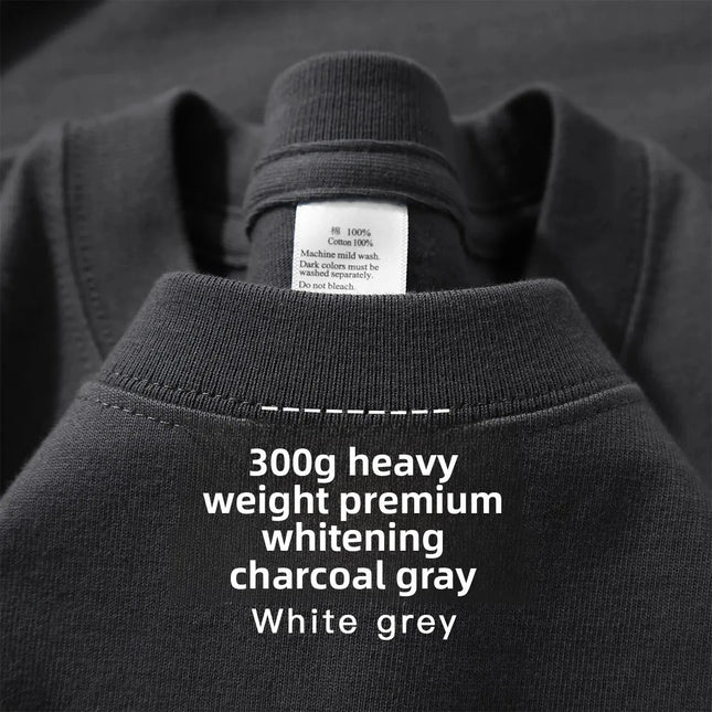 Summer Light Blue 300g Heavy Cotton Short-sleeved T-shirt Loose Men's and Women's Casual Half-sleeves Tee