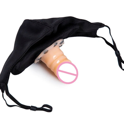 Black Mask Removable Open Mouth Gag Silicone Penis Plug Dildo Gag Penis Gag Fetish BDSM Bondage Sex Toys for Woman Adult Game