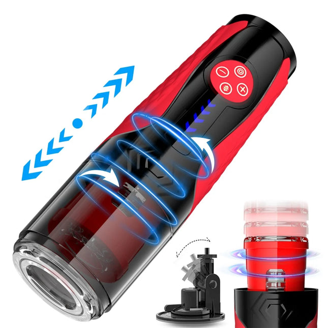 Telescopic Rotation Masturbator Cup - Penis Pump for Men | Blowjob Vagina Adult Sex Toy | Piston Automatic Thrusting Male Masturbator