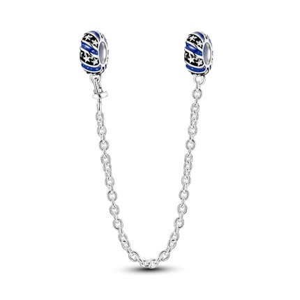 Sparkling Clear Silver Safety Chain 925 Sterling Silver Safety Chain Charm Beads Fit Original Bangle Bracelet DIY Jewelry