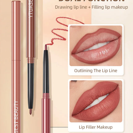 12-Piece Lip Liner Set - Long-Lasting, Waterproof, Nude Shades with Plant Squalane - Perfect Valentine's Day Gift for Her, Moist