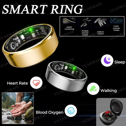 2026 New Smart Ring Heart Rate/Health Sleep Monitor Multi Sport Modes IP68 & 10ATM Waterproof Use Time 3 Days Rings Gift For Man