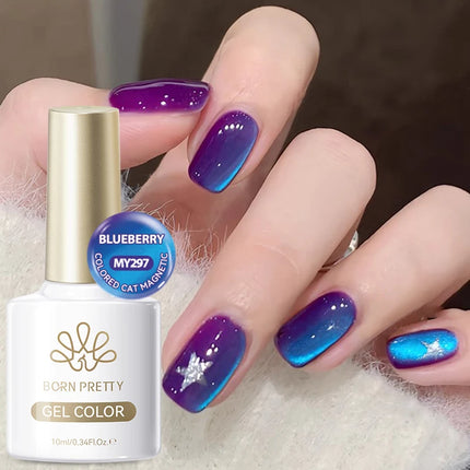 BORN PRETTY 10ml Blueberry Cat Magnetic Gel Nail Polish Summer Fruit Series Green Blue Purple Gel Nails Supplies Manicure