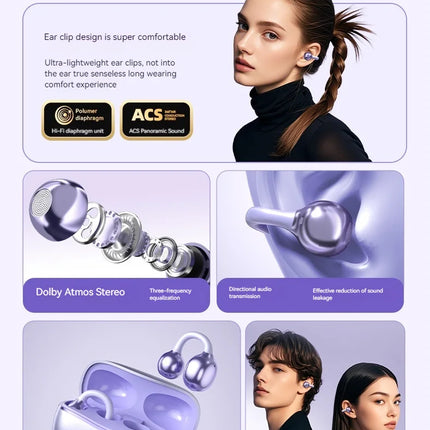 Original SONY Ear clip OWS Wireless Bluetooth Ear Clip Headphones sports Gaming Headset HIFI Surround Sound Earbuds With Mic