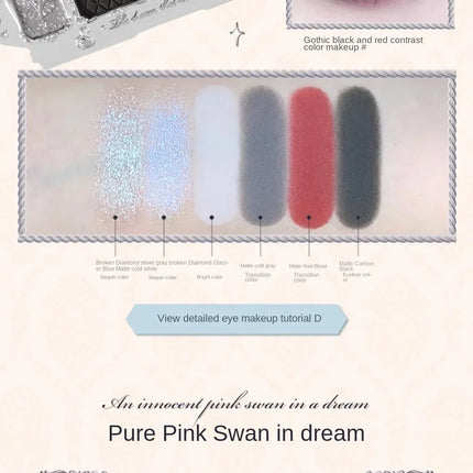 Flower Knows black Swan Ballet Eyeshadow Palette Matte Fine Shimmer Pearl Face Palette 6 Colour Glitter Eye Shadow