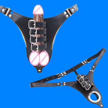 Bdsm Male Chastity Belt Sextoys Chastity Cage Leather Penile Wearing Pants Penis Ring Erotic Urethral Chastity Sex Toys for Men