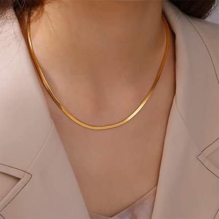 Skyrim Stainless Steel Gold Color Chain Necklace Women Minimalist Cuban Paperclip Twisted Snake Chain Fashion Jewelry Wholesale