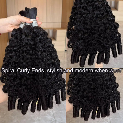 15A Human Braiding Hair for Boho Braids Burmese Curly Spiral Curly Ends Bulk 28 30 Inch 1 3 4 Bundles No Weft Hair Extensions