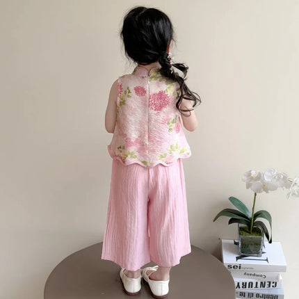 Thin Comfortable Summer Girl Sets Ethnic Style Children Clothing Kids Clothes Dance Wear Performance Costume Chinese Style Hanfu