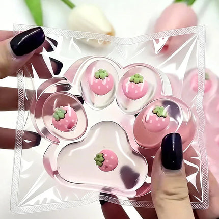 1pc Pink Strawberry Cat Paw Squishy Props Giant Jumbo Slow Rebound Stress Ball High Appearance Cute Decompression Party Favors
