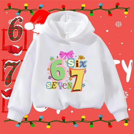 Kids Christmas Sweatshirt 6 7 Number Print Toddler Boys Girls Long Sleeve Pullover Casual Winter Clothes for 6-7 Years Old