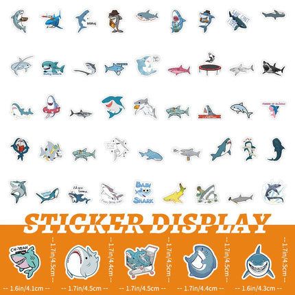 100Pcs Cute Cartoon Shark Ocean Sticker Set - Waterproof Decor for Luggage & Phones AnimeWorlds Store