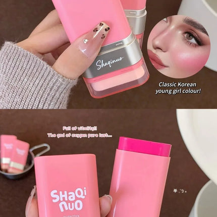 SHAQINUO Large-capacity High Color Rotating Blush Cream Stick 13g Moisturing Natural Long-lasting Waterproof Non-Removing Blush