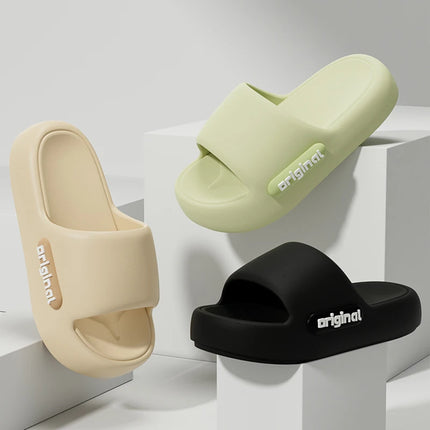 2025 Summer Platform Cloud Slippers Women Comfy Solid Color Soft Sole EVA Pillow Slides Woman Couple Non-Slip Beach Flip Flops