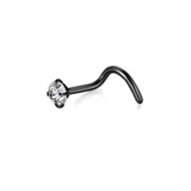 1Pcs 20G Nose Rings Hoop Surgical Stainless Steel Studs Screw L Shaped Nose Piercing Jewelry Women Black Woman and Man