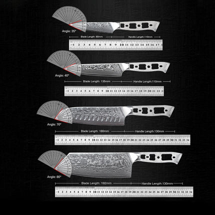 TURWHO DIY Kitchen Knives Blank Blade 67 Layer Damascus Steel VG10 Japanese Chef Santoku Kiritsuke Slicing Utility Knife Parts