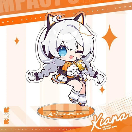 Game Honkai Impact 3 Alloy Brooch Badge Keychain Stand Cartoon Elysia Kiana Keyring Pendant Clothing Bag Decoration Gift Kid Toy