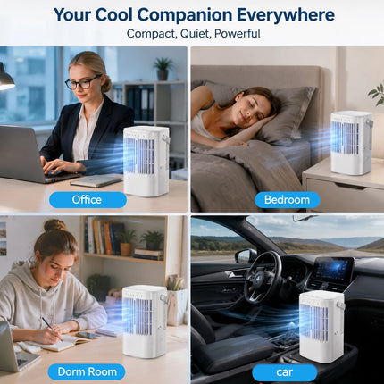 Portable cooling fan with seven-color night light, 900ml large capacity, USB interface, suitable for living room, bedroom, etc