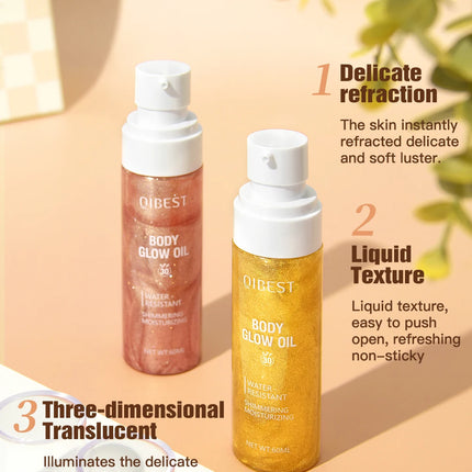 Body Shimmer Oil Liquid Highlighter Long Lasting Sequin Illuminating Moisturizing Highlight Facial Contour Brightening Makeup