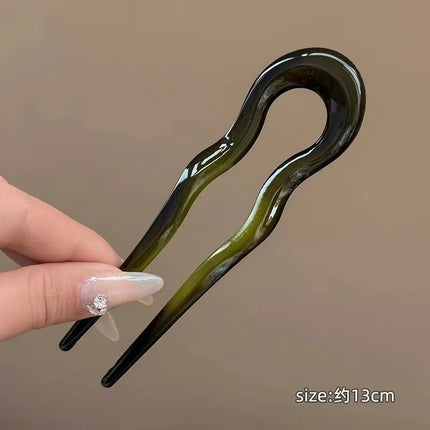 U-Shaped Hair Fork Fashion Tortoiseshell Acetate Hairpin Geometric Design Headwear Hair Sticks Women Girls Hair Accessories