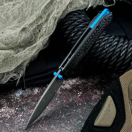 New Outdoor Camping 533 Folding Belt Knife Damascus Knife Carbon Fiber Handle Jungle Tactical Multi-Functional Self-Defense Tool