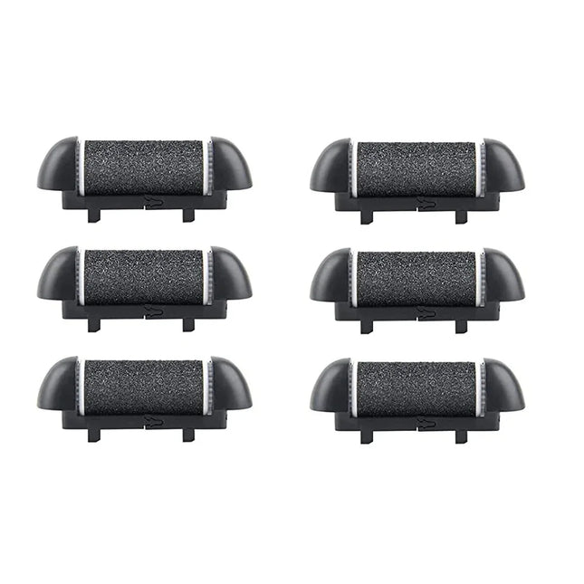 6 Pcs Black Foot Care Tool Heads Hard Skin Remover Refill Rollers for Cracked Heels Calluses And Dead Skin Removal