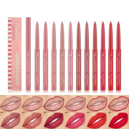 1Pc 12 Colors Waterproof Long-Lasting Automatic Lip Liner Makeup Matte Lipstick Pen Lip Gloss Lipliner For Beginners