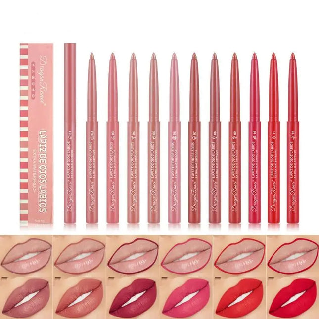 1Pc 12 Colors Waterproof Long-Lasting Automatic Lip Liner Makeup Matte Lipstick Pen Lip Gloss Lipliner For Beginners