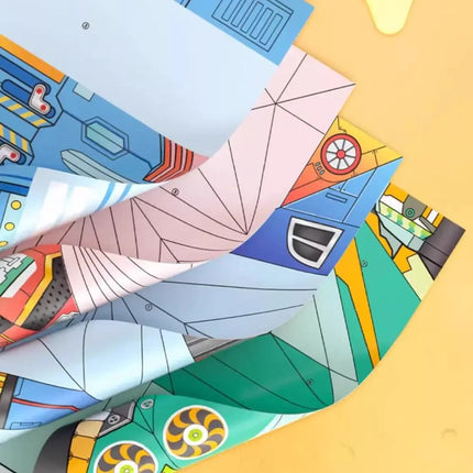 Funny Puzzle Children Creative Origami Paper Planes Folding DIY Parent-child Full Color Handicraft Toy Aircraft Educational Toy