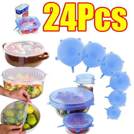 6-24Pcs Food silicone lid Silicone Stretch Lids Reusable Silicone Food Bowl Covers rectangular sealed bowl lid for Food Storage