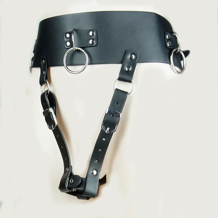 Leather Forced Orgasm Harness,BDSM Wand Massager Belt,Vibrator Strap Restraint,Sex Toys for Couple,Chastity Bondage,Slave