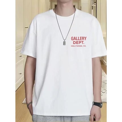 Men's GALLERY DEPT T-shirt with black and yellow print, California Hollywood streetwear T-shirt summer casual short sleeved top