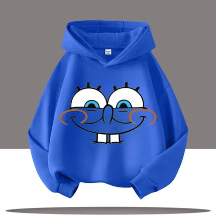 New Cute Cartoon SpongeBob SquarePants Autumn and Winter Fashion Cute Boys and Girls Daily Outing Warm Children's Hoodies