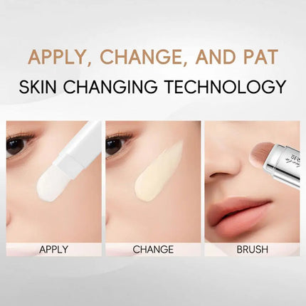QIYUDUOLA 2in1 Color Changing Foundation Stick 13g LongLasting Concealer Pore Minimizing Lightweight Hydrating For Natural Look
