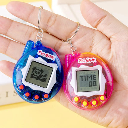 Mini Tamagotchi Game Console Keychain, Multilingual Electronic Pet Toy， Pixel Game Boy Pendant for Kids