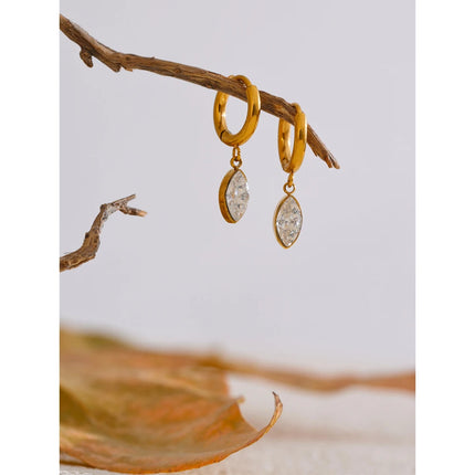 Yhpup Popular Stainless Steel Cubic Zirconia Drop Daily Earrings 18K PVD Plated Charm Versatile Jewelry Accessories Wholesale