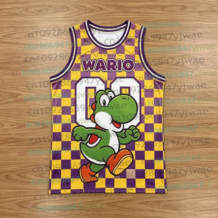 2026 Men Women Super Bros Yoshi Peach Cosplay Sleeveless Vest Summer T-Shirt Kid Cartoon Basketball Vest Top for Anime Fans Gift