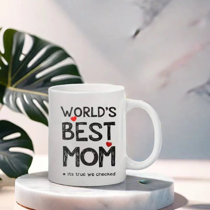 World's Best Mom 11oz Ceramic Coffee Mug - Insulated, Reusable & Dishwasher Safe - Perfect Gift for Mother’s Day, Birthdays & Ch