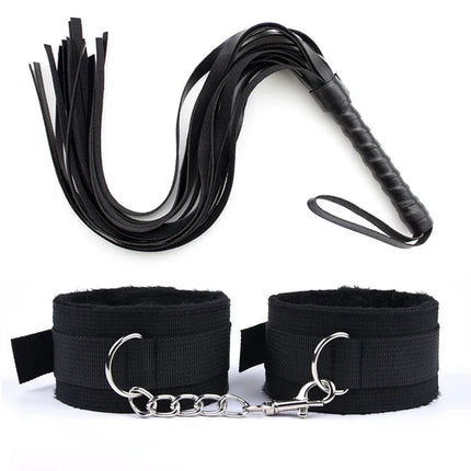 44 cm PU leather whip, whip plush, nylon plush, sex handcuffs, slave restraint, exotic accessories, toy couple, adult game play