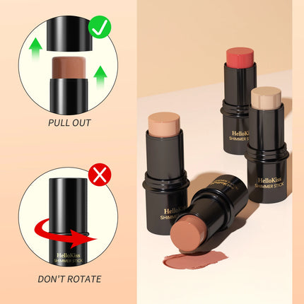 Face Brown Bronzer Contour Stick Face Foundation Makeup Pen Lasting Smooth Contour Shadow Blusher Highlight Concealer Cosmetics