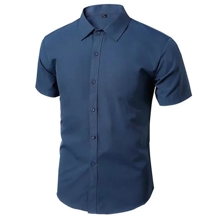 Chemise noire à manches courtes pour hommes de style coréen Chemise de travail professionnelle pure décontractée et formelle Effet amincissant