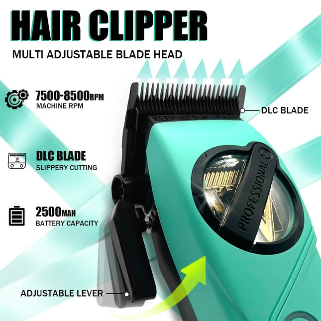 WMARK Hair Trimmer 5-in-1 Barber Kit Professional Shaver Hair Dryer and Spray Bottle Adjustable Hair Trimmer for Men NG-8637 KIT